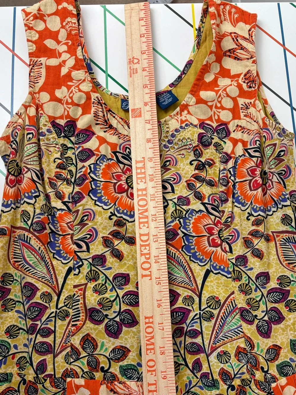 Vintage Phool Sleeveless Floral Patchwork Knee Length Dress Medium Boho Chic - Picture 11 of 14